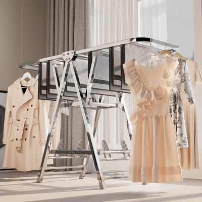 不锈钢晾衣架落地折叠家用卧室阳台晒衣架婴儿凉挂衣杆晒被子神器