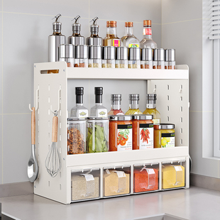 厨房置物架台面调味料收纳盒调料品悬挂抽拉多功能桌面免打孔架