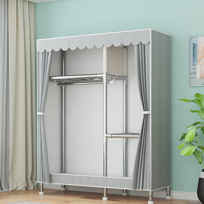 简易衣柜家用卧室结实耐用货架衣柜出租房用全封闭衣橱组装收纳柜
