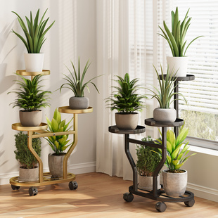 客厅多层铁艺花架可移动落地式阳台绿萝多肉花盆托架家用置物架