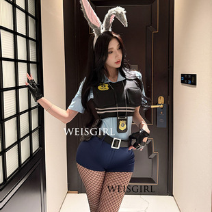 weisgirl纯欲风小胸兔子夜场cos兔女郎性感教官辣妹女警制服套装