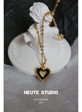 爱心双面两戴滴油项链复古轻奢