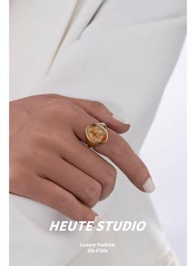 手工制作天然石复古轻奢中古戒指