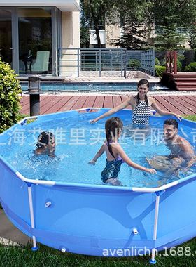 jilong PVC浅蓝色八角、十角、十二角 支架游泳池 户外支架水池