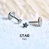 Star3mmFB21医用纯钛星星耳钉防过敏内螺纹平底杆子1.0mm养耳洞钉