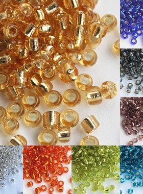 台湾不掉色灌银4mm米珠手串配珠绣珠玻璃珠子diy手工制作材料散珠
