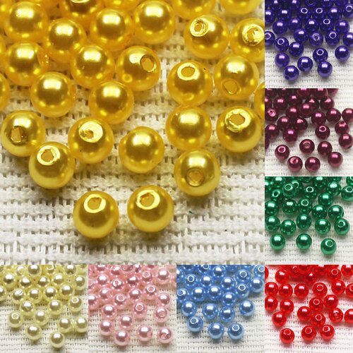 高亮仿珍珠diy8mm环保塑料珠子有孔手工编织串珠包包材料圆珠散珠