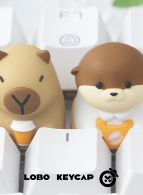 水獭卡皮巴拉咖啡coffe系列主题休闲可爱佛系个性机械键盘键帽