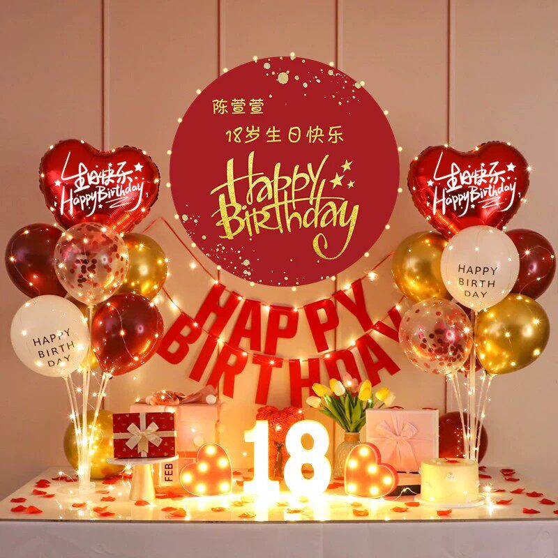 成人周岁生日派对布置气球海报