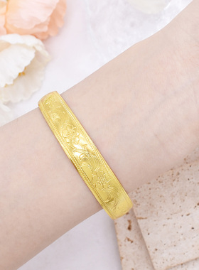 中东热卖精致花纹开口金色手镯女