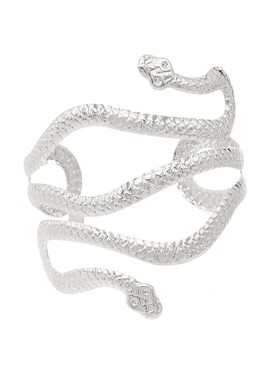 双蛇头金银色开口蛇形缠绕手饰品