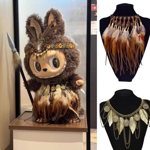 拉布布大首领气质羽毛项链配饰