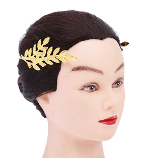 巴洛克风金色树叶后戴式发箍女复古高级感希腊女神高颅顶压发头饰