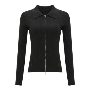 针织开衫 造型感polo翻领修身 Bari Petit