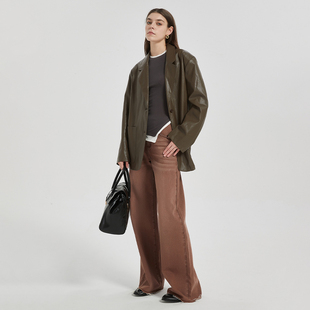 水洗产品 干枯玫瑰复古慵懒洗水阔腿牛仔裤 Bari Petit