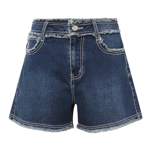 蓝色宽松舒适 女士牛仔磨毛短裤 Petit Bari