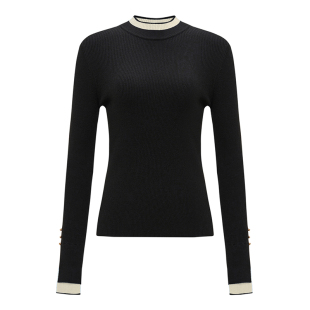 针织上衣 设计感半高领撞色修身 Petit Bari