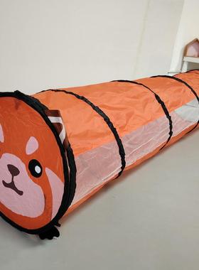 儿童室内趣味玩具橘黄色毛毛爬行隧道帐篷儿童户外游戏爬行通道