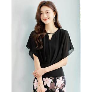 法式小资上衣气质衬衣女款2025新款爆款杭州真丝桑蚕丝短袖衬衫