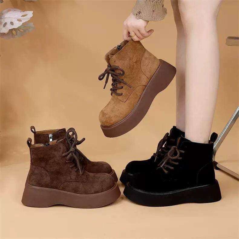 女大码鞋41到43马丁靴脚宽脚肥厚底冬季加绒复古英伦风爆款短靴,女鞋,马丁靴,淘宝优惠券,粉丝福利购,淘宝优惠卷
