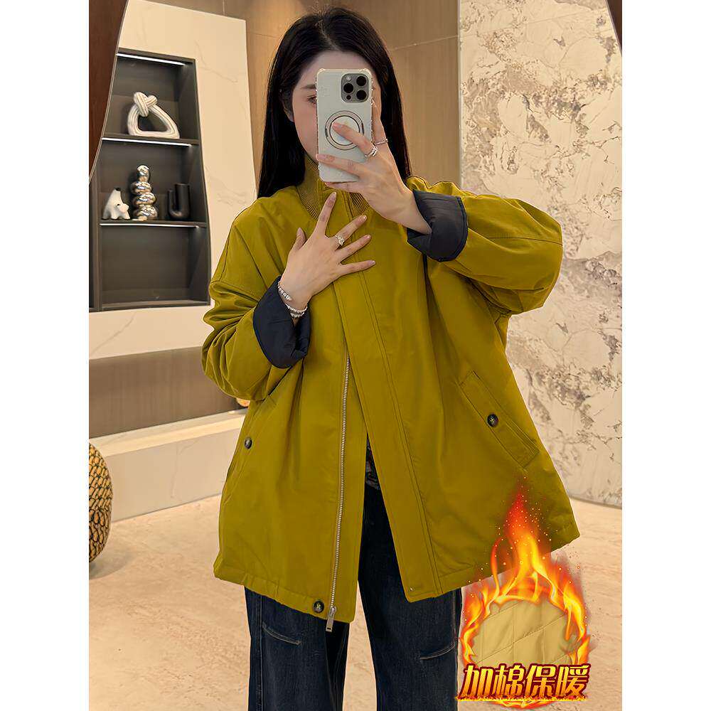 加绒保暖日常搭配短款夹克上衣女2025冬季新款韩版通勤冲锋衣外套