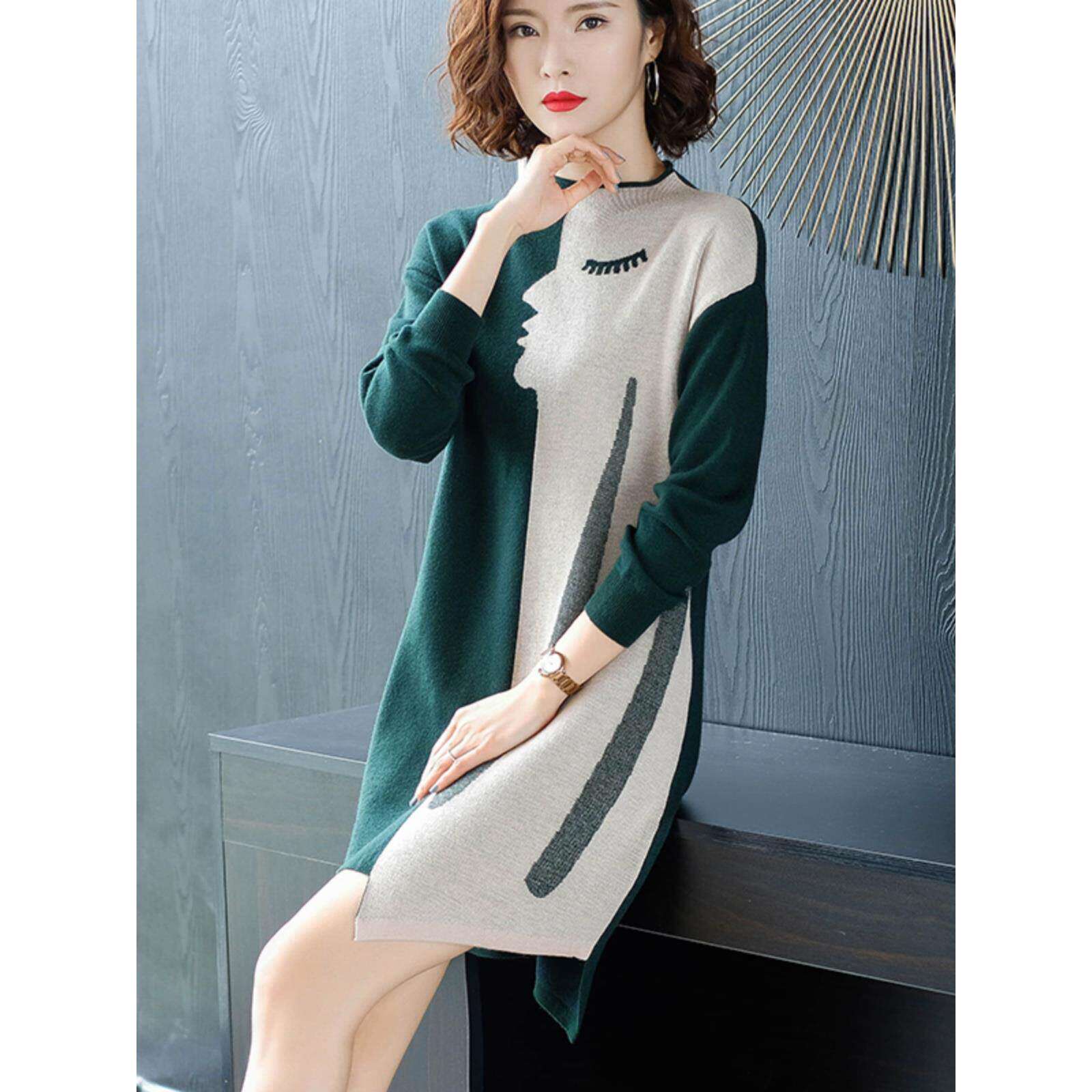 妈妈连衣裙子春秋洋气中年女40岁冬装大码中老年打底毛衣2025新款