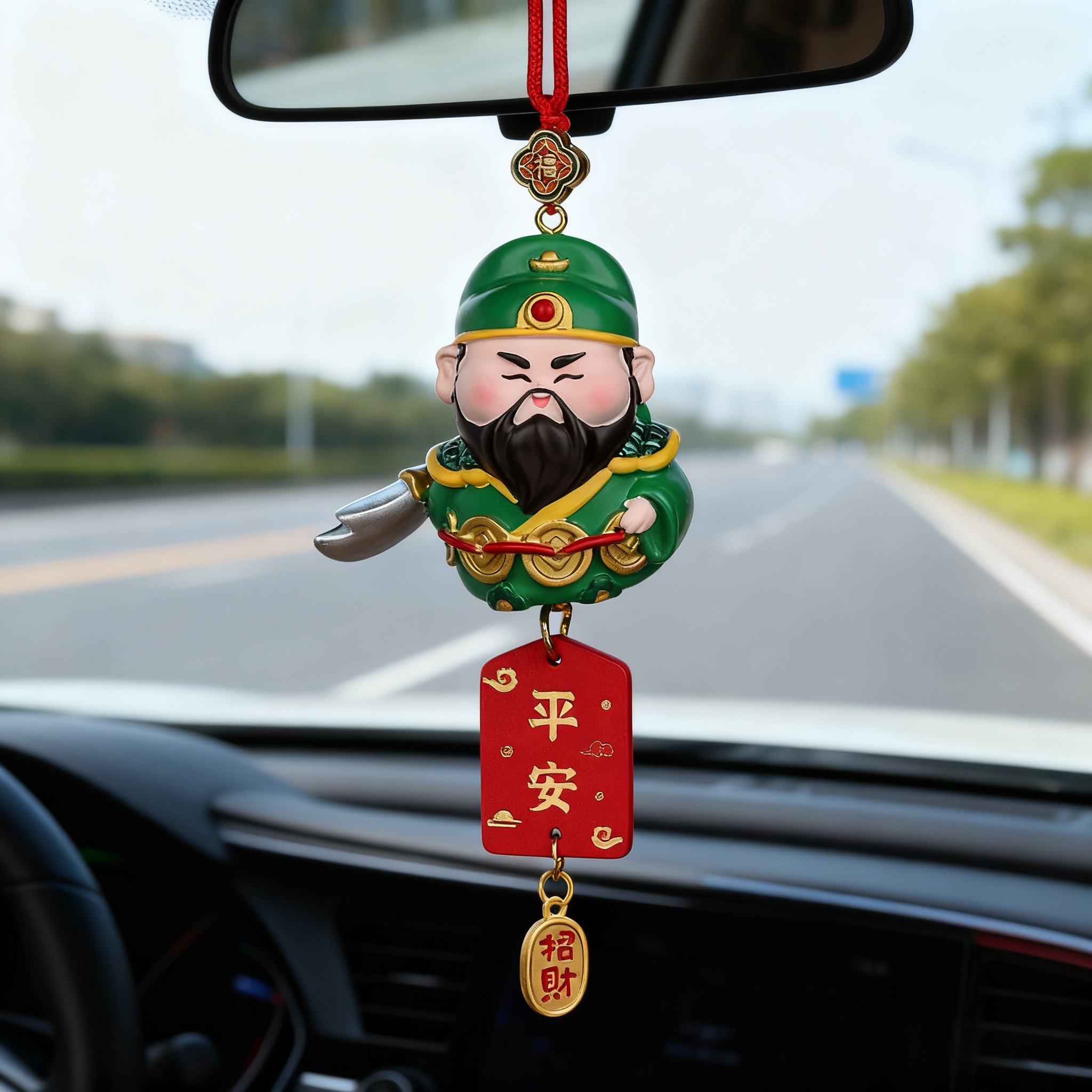 关公汽车挂件2026马年新款五路武财神爷车载后视镜吊坠挂饰装饰品