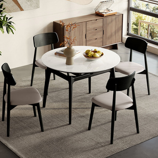 顾家家居现代简约微晶石实木餐桌小户型1.1m方变圆餐桌椅DS7307T