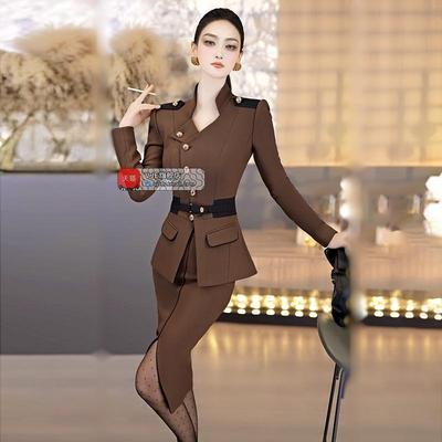 高级感黑色修身西装套装