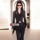 重工职业套装 VJE商务正装 两件套新款 高腰喇叭裤 小西装