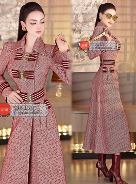 VJE冬季欧美风加厚毛呢外套2025女装新款收腰大摆时尚大衣