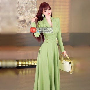 连衣裙2026新款 OL风西装 设计感过膝女神范长裙 商务风时尚 春季