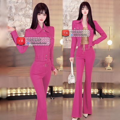 VJE春季休闲外套喇叭裤两件套2026新款减龄一整套穿搭女人味套装