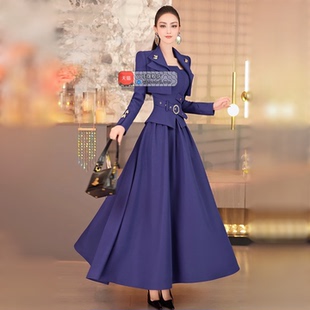 VJE初春宝蓝色设计感套装裙2026新款修身短款马甲吊带裙两件套