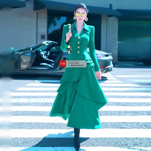 裙2025新品 穿搭套装 洋气外套大摆不规则长裙两件套 时尚 VJE秋季