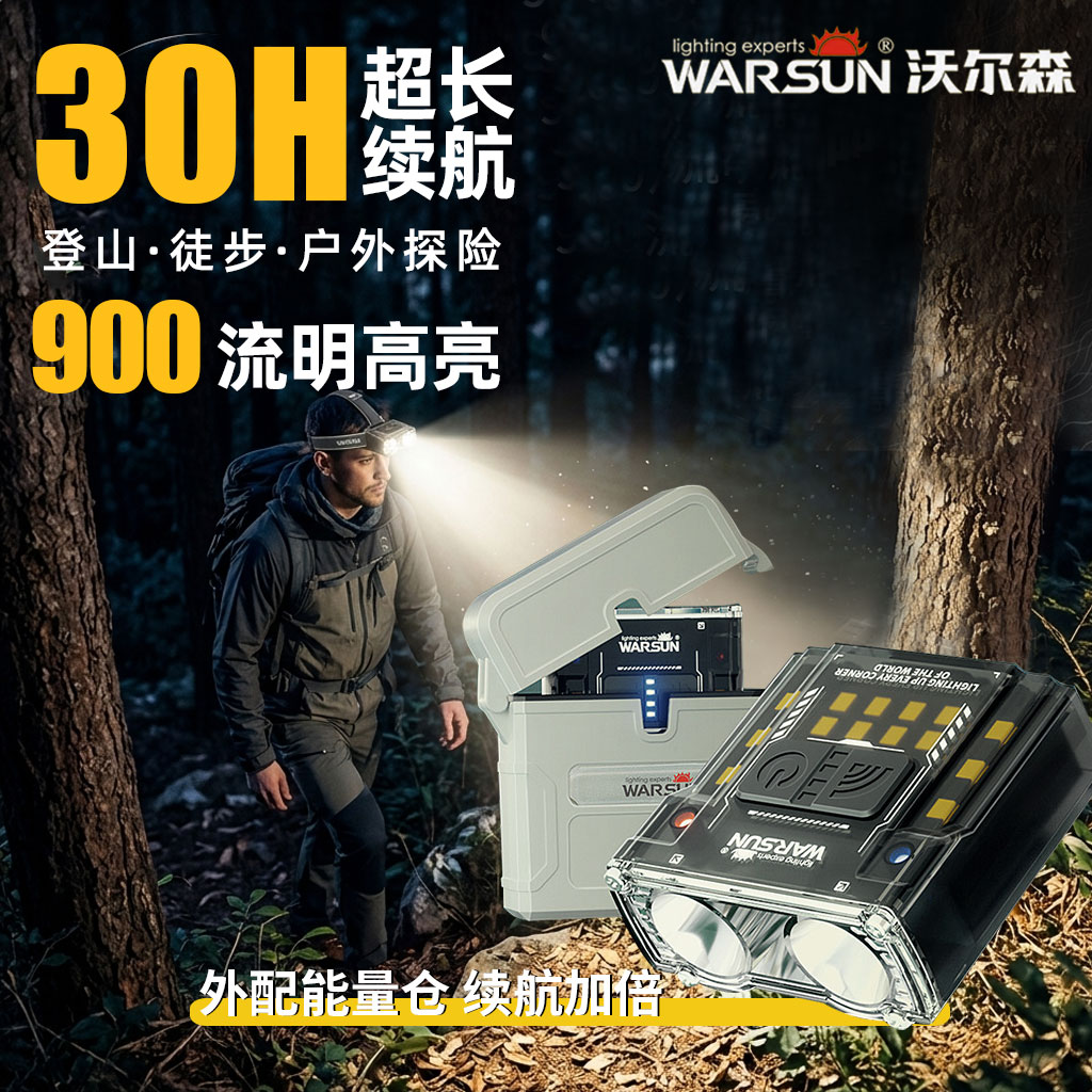 沃尔森头灯超轻户外徒步登山头戴