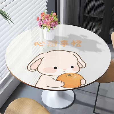 卡通圆形印花pvc透明餐桌垫防油防水免洗茶几书桌隔热防尘保护垫