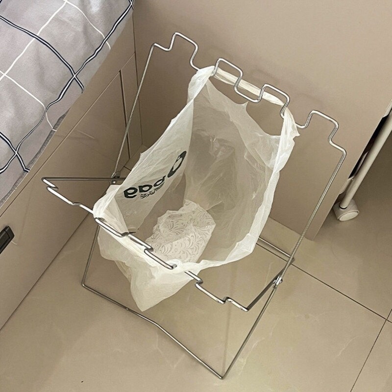垃圾架不锈钢可折叠简易便携垃圾桶家用厨房专用免弯腰落地收纳架