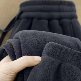 冬季双面摇粒绒裤子外穿束脚家居裤男女童加绒加厚冬季保暖运动裤