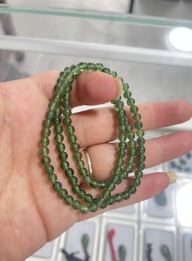 泰山玉碧玉项链女款4mm玉石手链多圈手串