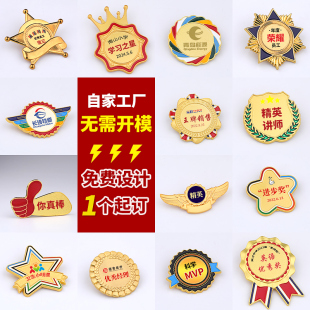 徽章定制金属优秀员工服务之星胸章胸针订制校徽勋章奖章彩色定制
