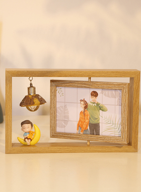 好货相框摆台定制来图定做情侣照片6寸六双面可爱旋转相册框相片