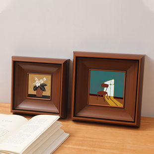 高级感客厅装饰画中古风精致复古相框挂墙卧室壁画玄关餐厅挂画