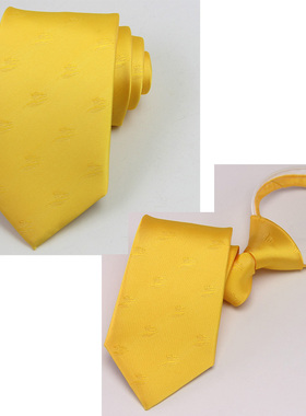 首都航空领带 北京首都航空领带 首航领带 拉链免打懒人领带金黄