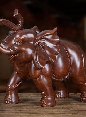 大象摆件一对客厅吸水招财高端客厅仿实木装饰家居玄关大号工艺品