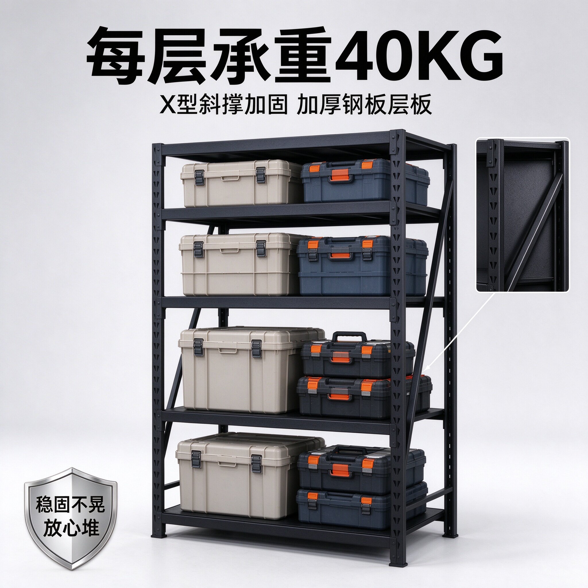 货架多层落地置物架家用可调节储物架厨房阳台收纳架杂物储藏间