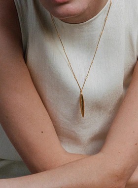 HORIZON系列Navette项链轻奢原创设计925银厚镀金日常百搭