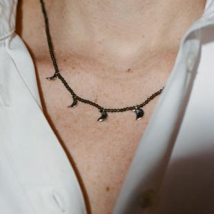 ABOAB ETERNITY系列Yakamoz项链925银厚镀金玛瑙原创设计日月灵感