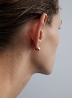 ABOAB SCULPTING系列Hemiarc耳钉 925银厚镀金原创设计肌理百搭