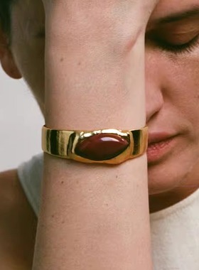 HORIZON系列Gaze手镯原创设计925银厚镀金日常百搭轻奢青金石玛瑙